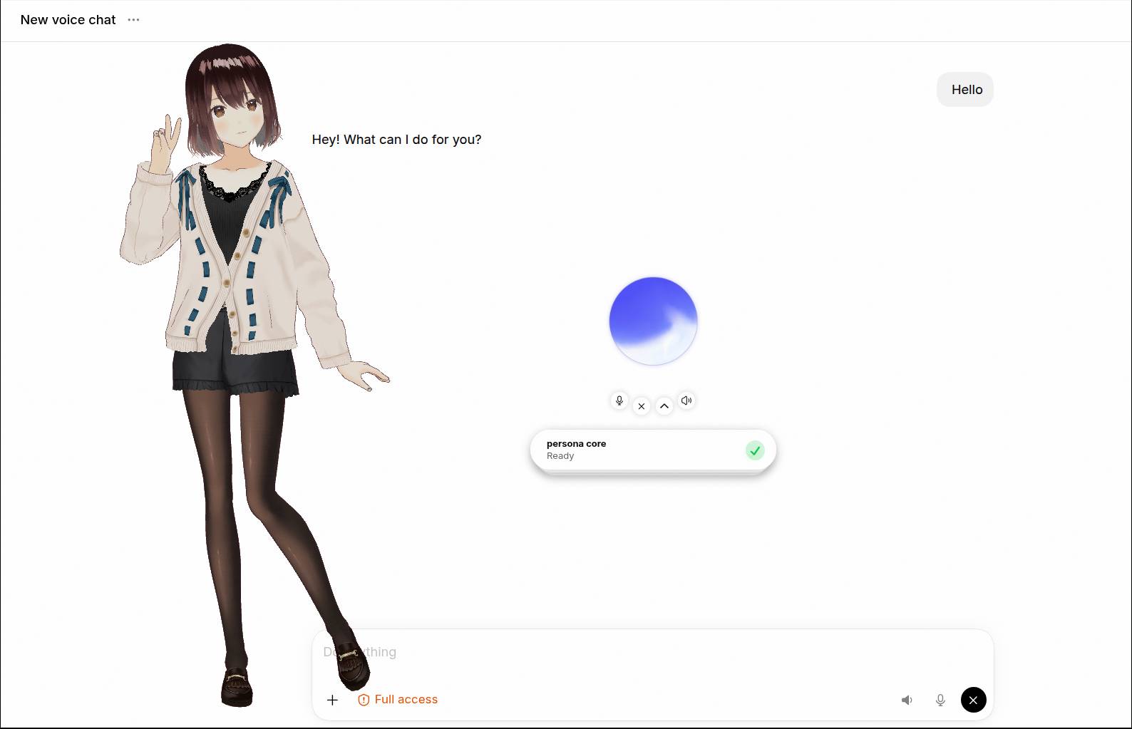 Persona voice chat interface